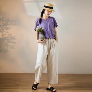 Street Style Wide Leg Pants Baggy Straight Legs Beige Pants