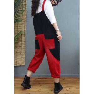 Red and Black Adjustable Straps Overalls Denim 90s Overalls