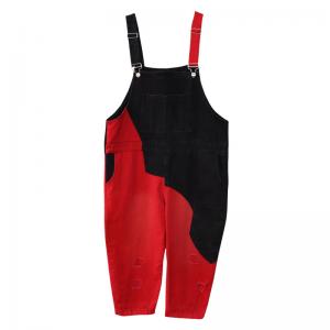 Red and Black Adjustable Straps Overalls Denim 90s Overalls