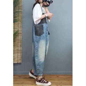 Korean Style Stone Wash Overalls Contrast Colored Gardening Overalls