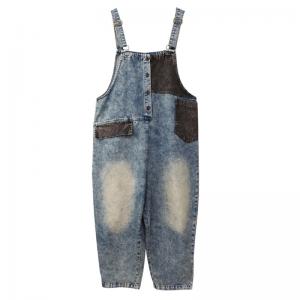 Korean Style Stone Wash Overalls Contrast Colored Gardening Overalls