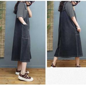 Button Fly Stone Wash Dress Denim Overall Dress