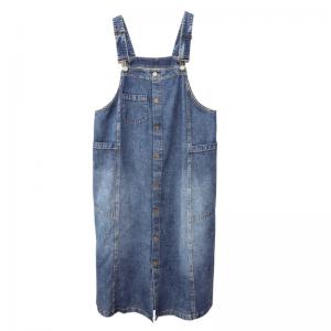 Button Fly Stone Wash Dress Denim Overall Dress