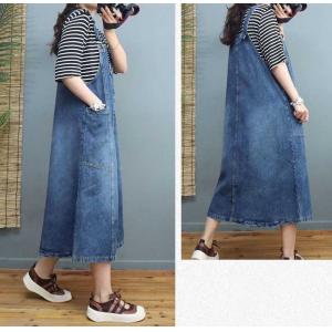 Button Fly Stone Wash Dress Denim Overall Dress