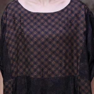 Brown Dots Bat Sleeves Caftan Dress Silk Modest Clothing