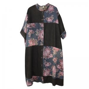 Half Sleeves Printed Plus Size Dress Mid-Calf Summer Dress Coat