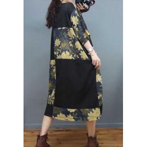 Half Sleeves Printed Plus Size Dress Mid-Calf Summer Dress Coat