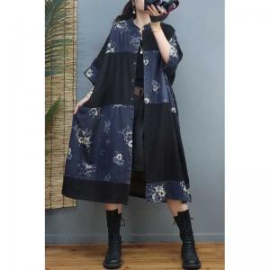 Half Sleeves Printed Plus Size Dress Mid-Calf Summer Dress Coat