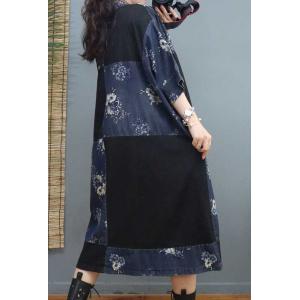 Half Sleeves Printed Plus Size Dress Mid-Calf Summer Dress Coat