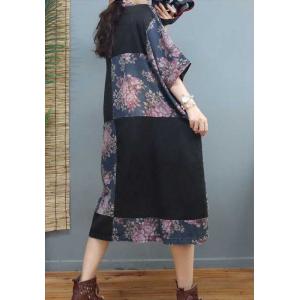 Half Sleeves Printed Plus Size Dress Mid-Calf Summer Dress Coat