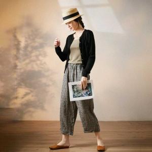 Contrast-Colored Plain Linen Pants Casual Straight Legs Trousers