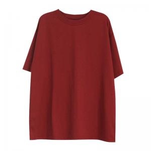 Oversized Cotton T-shirt Half Sleeves Boyfriend Red Tee