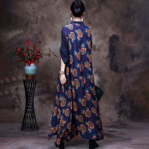 Mandarin Collar Printed Chinese Dress Loose Modern Cheongsam