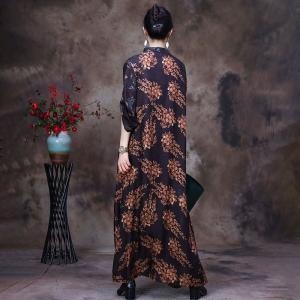Mandarin Collar Printed Chinese Dress Loose Modern Cheongsam