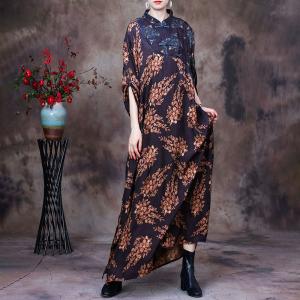 Mandarin Collar Printed Chinese Dress Loose Modern Cheongsam