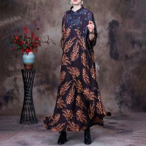 Mandarin Collar Printed Chinese Dress Loose Modern Cheongsam