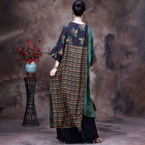 Abstract Printed Modest Green Tunic Dress with Palazzo Pants