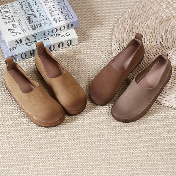 Summer Casual Womens Slip-On Soft Leather Comfy Flats