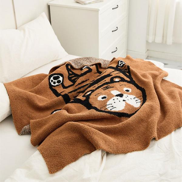 Cute Tiger Brown Cough Throw Modern Lovely Animal Blanket