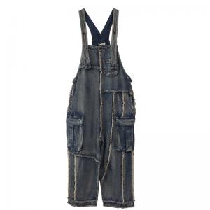 Fringed Edges Blue 90s Overalls Plus Size Vintage Overalls