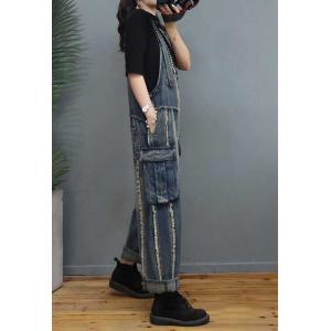 Fringed Edges Blue 90s Overalls Plus Size Vintage Overalls