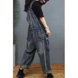 Fringed Edges Blue 90s Overalls Plus Size Vintage Overalls