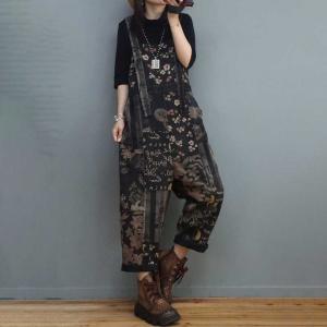 Street Fashion Backless Overalls 90s Floral Overalls for Women