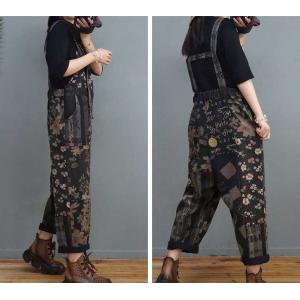 Street Fashion Backless Overalls 90s Floral Overalls for Women