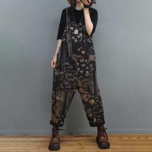 Street Fashion Backless Overalls 90s Floral Overalls for Women