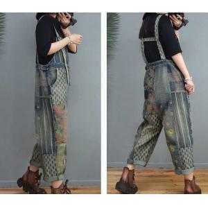 Street Fashion Backless Overalls 90s Floral Overalls for Women