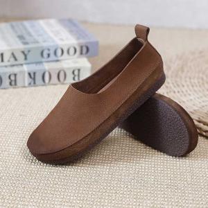 Summer Casual Womens Slip-On Soft Leather Comfy Flats