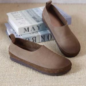 Summer Casual Womens Slip-On Soft Leather Comfy Flats