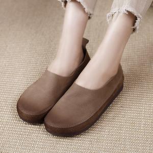 Summer Casual Womens Slip-On Soft Leather Comfy Flats