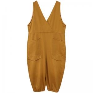 V-Neck Large Sleeveless Jumpsuits Plain Tapered Jumpsuits