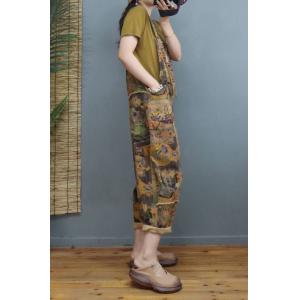 Ethnic Patterns Painted Overalls Cotton Linen Beach Overalls