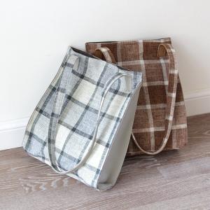 Preppy Style Cotton Linen Tartan Student Bag