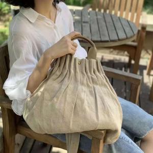 Original Design Chunky Linen Pleated Handbag