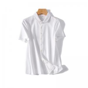 Casual Style Short Sleeves Shirt Cotton Business Casual Blouse