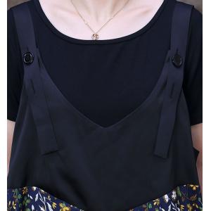 Dense Floral Silk Wide Leg Overalls with Black T-shirt