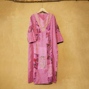 Chinese Fashion Cotton Linen Island Dress Mid-Calf Boho Embroidery Dress