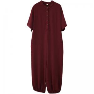 Balloon Legs Short Sleeves Jumpsuits Plus Size Cotton Casual Jumpsuits