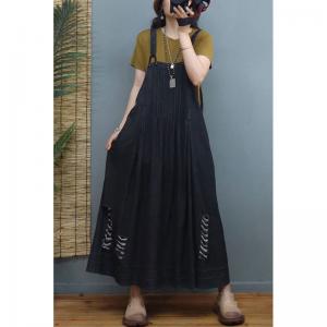 Thin Denim Comfy Maxi Dress Summer Ripped Flare Sundress