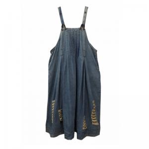 Thin Denim Comfy Maxi Dress Summer Ripped Flare Sundress
