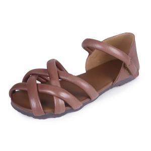 Soft Leather Womens Roman Sandals Summer Gladiator Flats