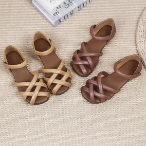 Soft Leather Womens Roman Sandals Summer Gladiator Flats