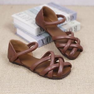 Soft Leather Womens Roman Sandals Summer Gladiator Flats