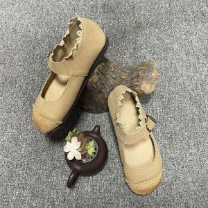 Lace Trim Leather Girlish Sandals Buckle Up Comfy Shoes