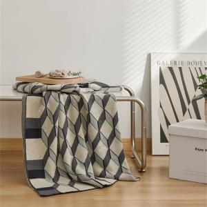 Diamond Pattern Knitting Cozy Blanket Modern Cotton Couch Throw