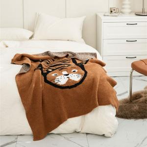 Cute Tiger Brown Cough Throw Modern Lovely Animal Blanket