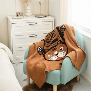 Cute Tiger Brown Cough Throw Modern Lovely Animal Blanket